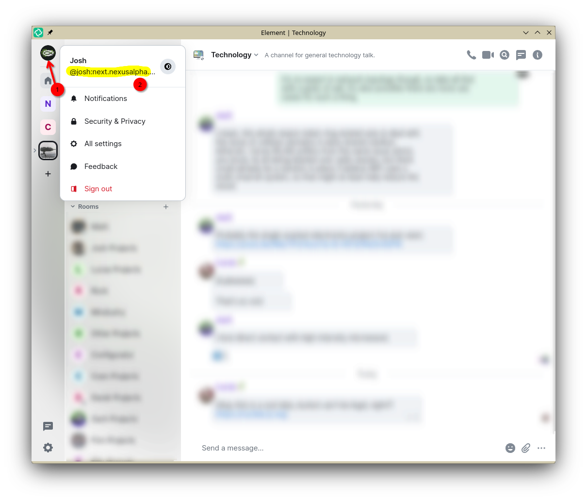 Highlighted location of ID in profile menu